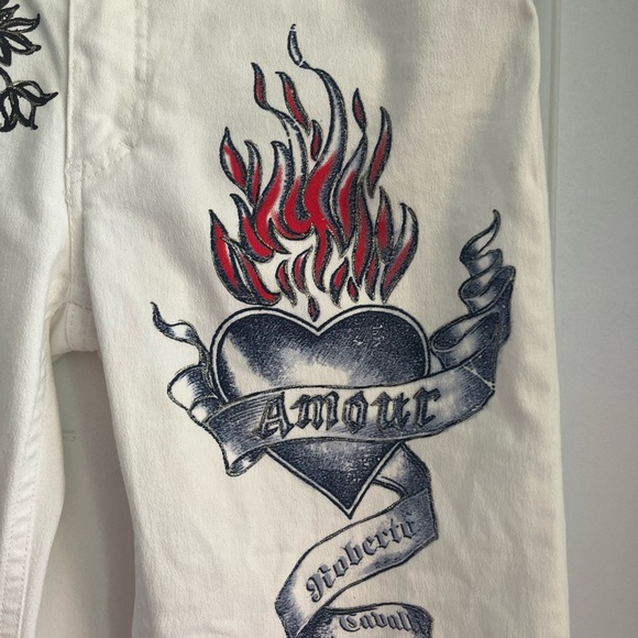 Roberto Cavalli White Jeans with Gold Button - Picture 3 of 9